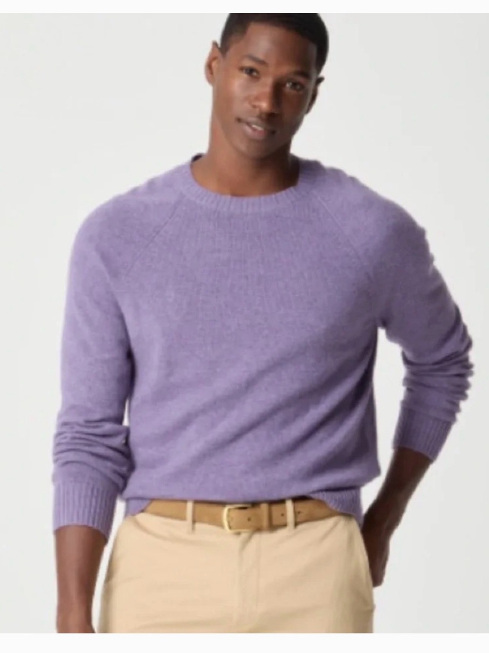 J Crew NWT Men's Crewneck Lambs Wool Blend Sweater-Light Purple-Small